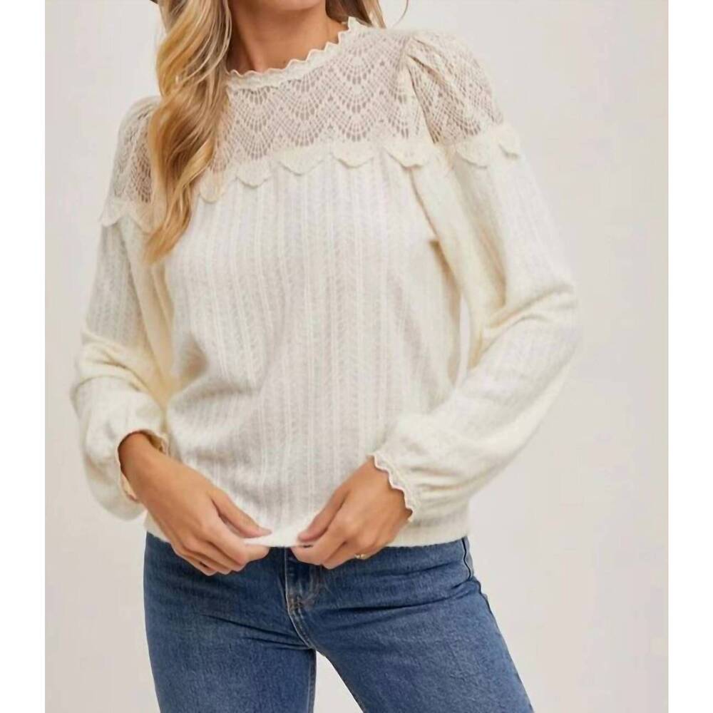 NEW BLUIVY lace trimmed blouse in white